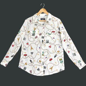 ⛓️✨Karl Lagerfeld Iconic 🇵🇾 White Printed‎ Blouse 📸